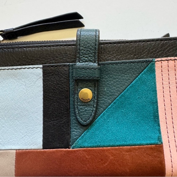 Fossil Fiona Patchwork Women's Leather Multicolor Wallet - Picture 3 of 11